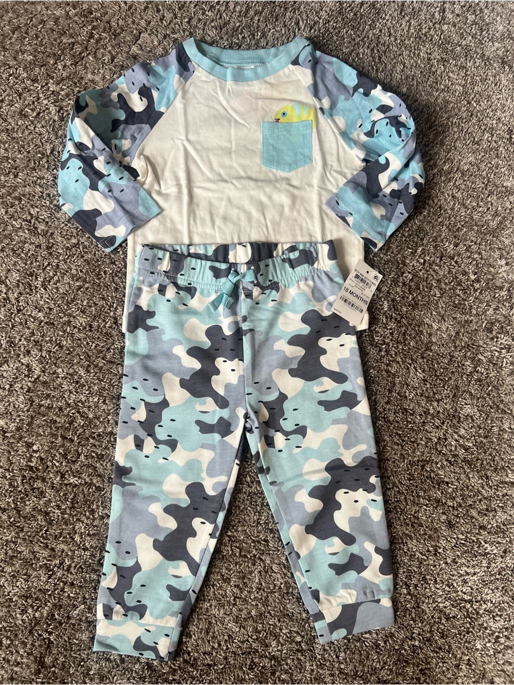 First Impressions Blue and White Camo Pocket Pajama Set